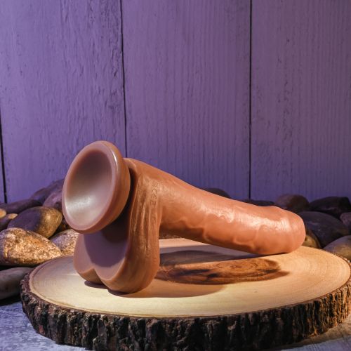 EVOLVED PEEK A BOO VIBRATING DILDO 8 INCH DARK