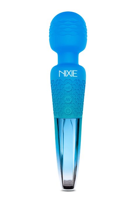 NIXIE  RECHARGEABLE WAND MASSAGER, BLUE OMBRE METALLIC