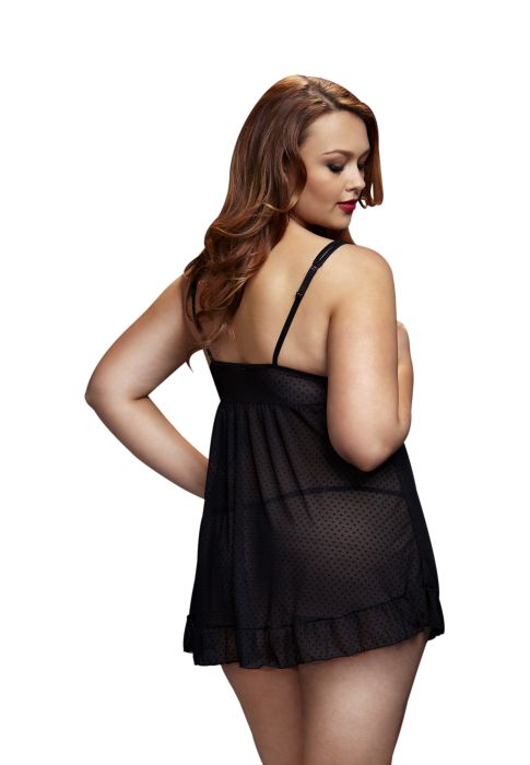 SHEER BABYDOLL W/OPEN CUP BRA PANT, XL