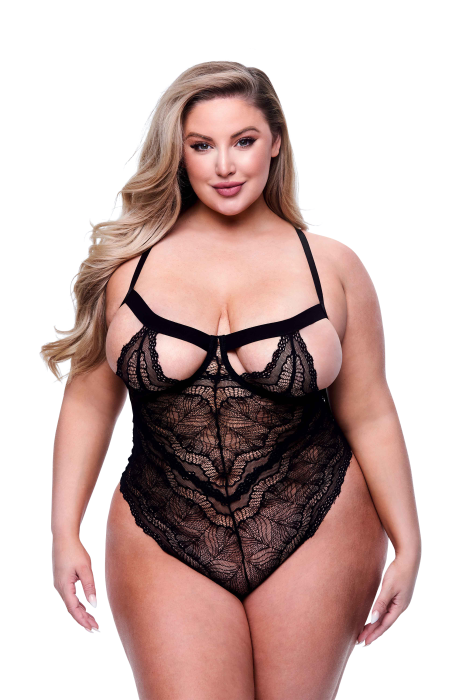 SEXY STRAPPY LACE TEDDY BLACK, QUEEN