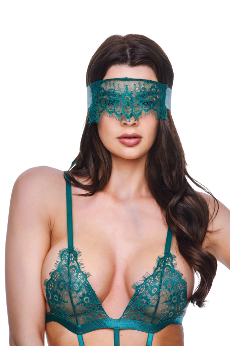 SEXY STRAPPY LACE TEDDY WITH GARTERS GREEN, S/M