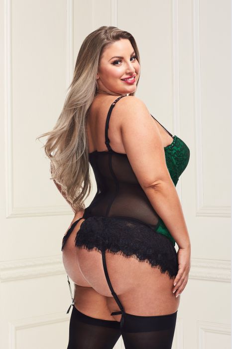 BUSTIER AND GSTRING GREEN, 3X/4X