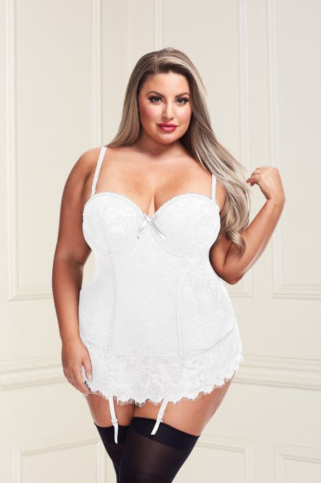 BUSTIER AND GSTRING WHITE, 1X/2X