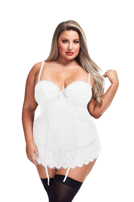 BUSTIER AND GSTRING WHITE, 3X/4X