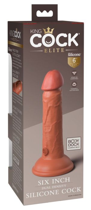 King Cock Elite 6" Dual Density Silicone Cock Contents: Tan