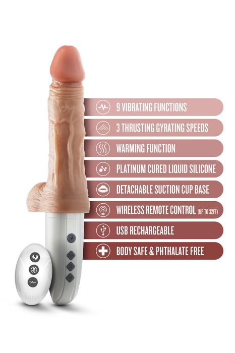 DR. SKIN SILICONE DR. HAMMER 7 INCH THRUSTING DILDO WITH HANDLE BEIGE