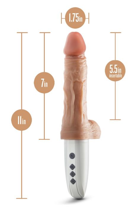 DR. SKIN SILICONE DR. HAMMER 7 INCH THRUSTING DILDO WITH HANDLE BEIGE