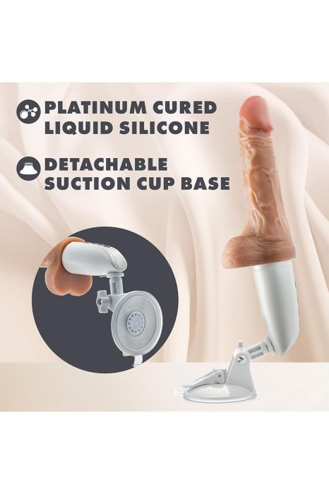 DR. SKIN SILICONE DR. HAMMER 7 INCH THRUSTING DILDO WITH HANDLE BEIGE