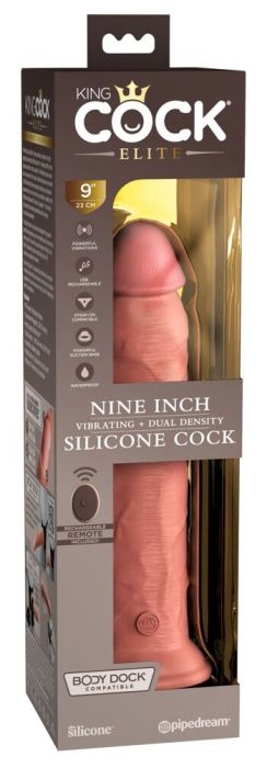 9" Vibrating + Dual Density Silicone Cock with Remote