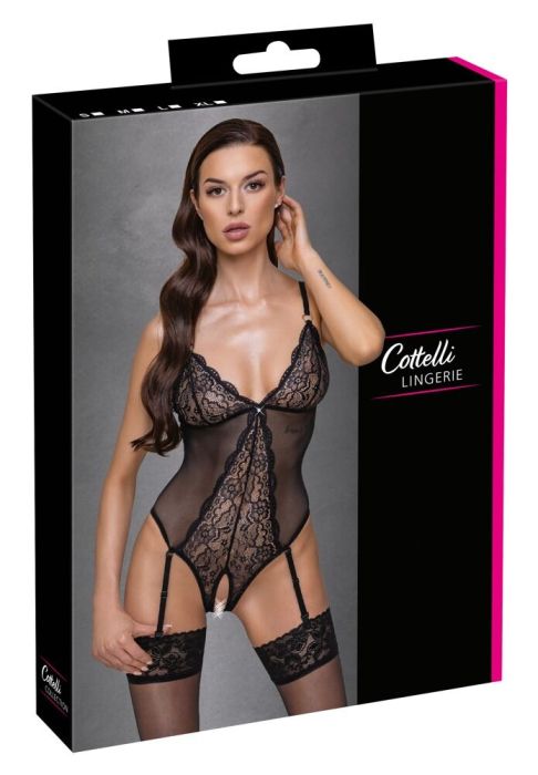 Черно, прозрачно боди без разрези от Cottelli LINGERIE SIZE;S