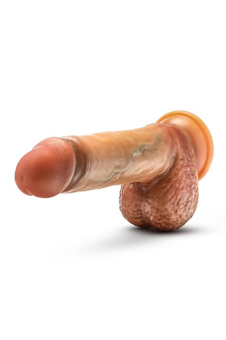 Raphael 9.5 Inch Sliding Foreskin Dildo with Squeezable Balls Tan