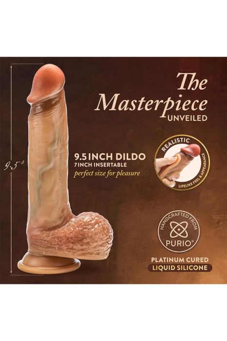 Raphael 9.5 Inch Sliding Foreskin Dildo with Squeezable Balls Tan