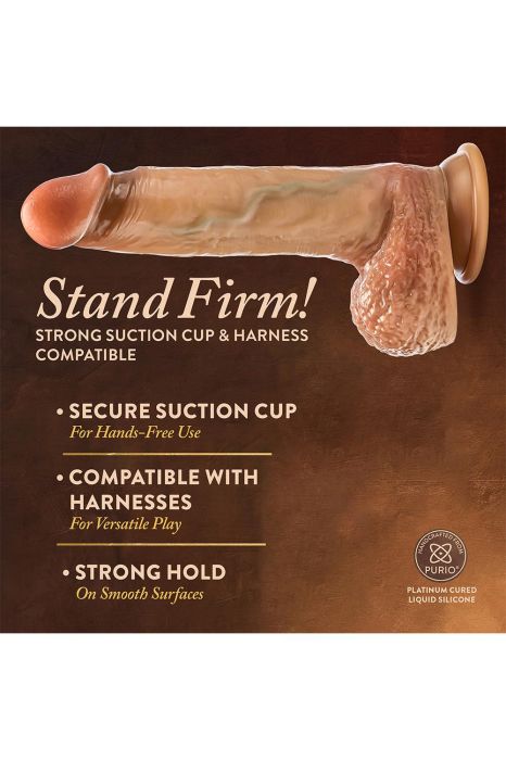 Raphael 9.5 Inch Sliding Foreskin Dildo with Squeezable Balls Tan