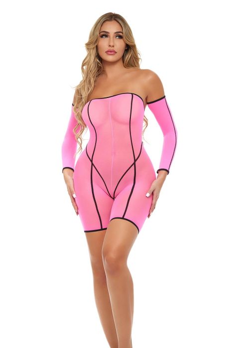 Double Vision Bodysuit Set Pink, Os