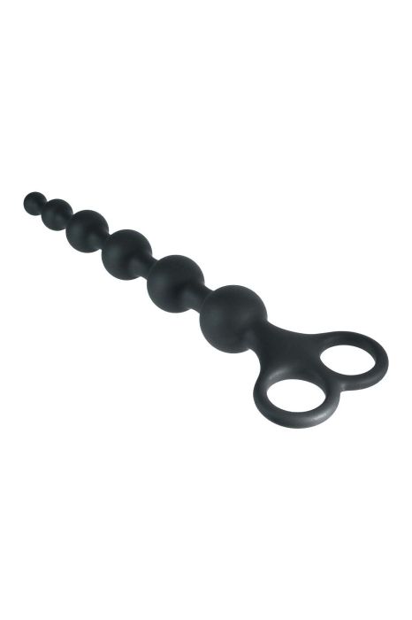 8 Inch Ribbed Silicone Anal Beads Black