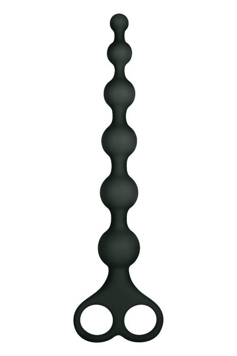 8 Inch Ribbed Silicone Anal Beads Black