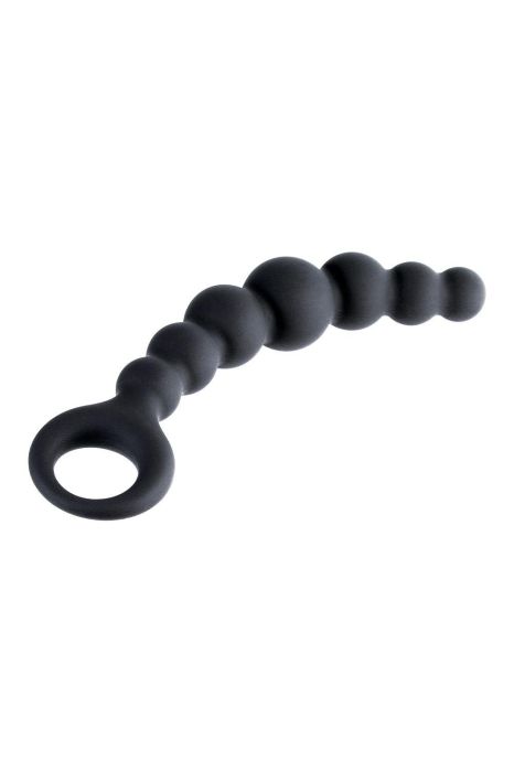7 Inch Ribbed Silicone Anal Beads Black