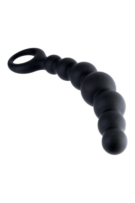 7 Inch Ribbed Silicone Anal Beads Black