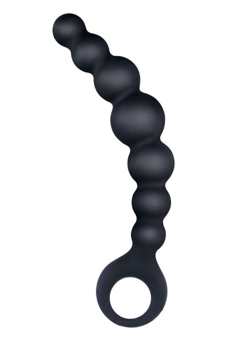 7 Inch Ribbed Silicone Anal Beads Black