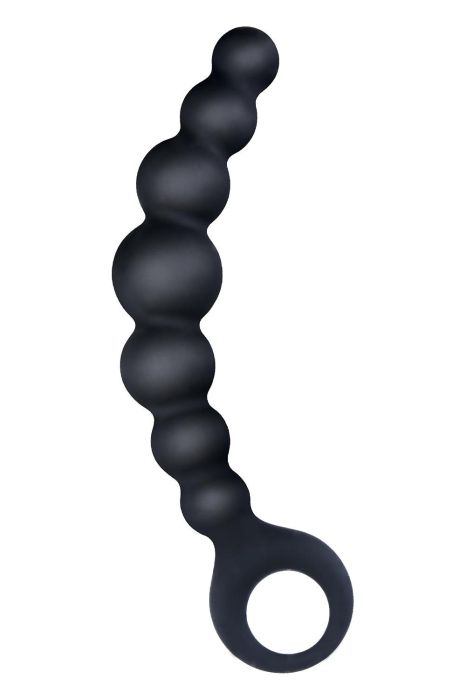 7 Inch Ribbed Silicone Anal Beads Black