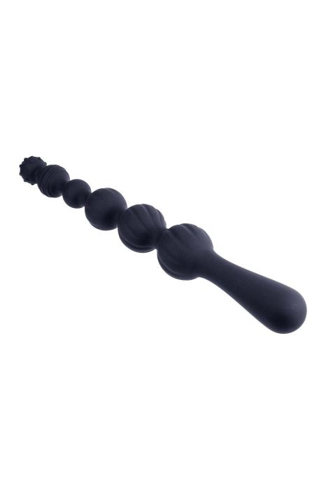 9 Inch Ribbed Silicone Anal Ball Beads Black 