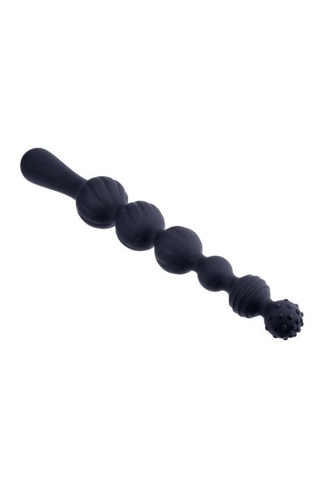 9 Inch Ribbed Silicone Anal Ball Beads Black 