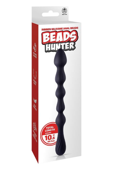 10.5 Inch Ribbed Silicone Anal Ball Beads Black