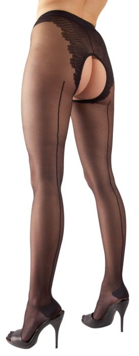 Cottelli LEGWEAR Suspender Open Crotch Tights-Размер:3