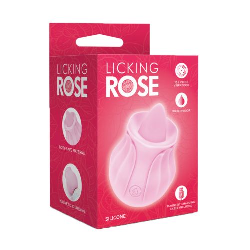 Силиконов вибриращ вибратор тип „Роза“ с ближещ ефект Silicone Licking Rose – Розов