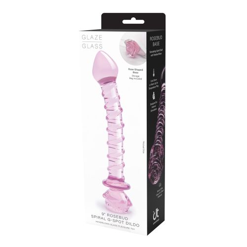 GLAZE GLASS ROSEBUD SPIRAL G-SPOT DILDO