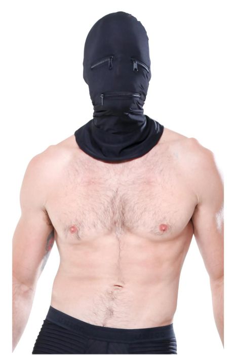 Zipper Face Hood Black