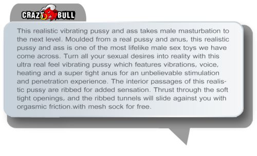 Голям реалистичен вибриращ мъжки мастурбатор дупе и вагина Crazy Bull Julie – 28 см