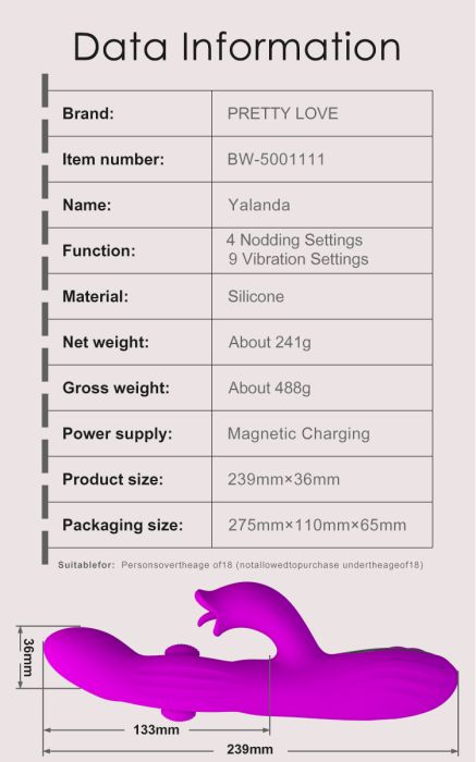 PRETTY LOVE-Yalanda-Purple-Nodding Rabbit Vibrator