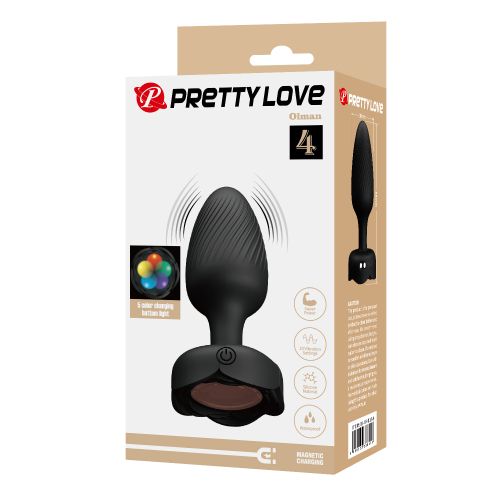 Силиконова анална тапа с LED премигващи светлини и 10 режима на вибрация Pretty Love Olman 4– 17.5 см
