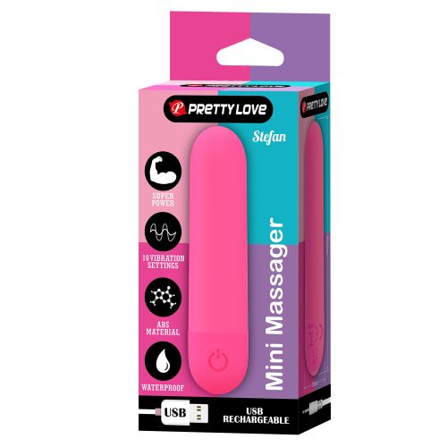 Мини USB презареждаем виброкуршум Pretty Love-Stefan-10 функции Розов