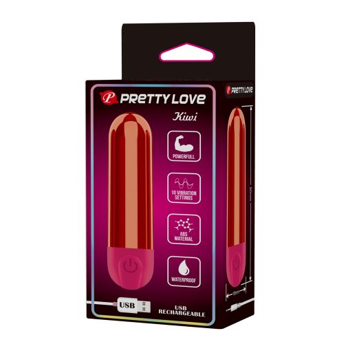 Премиум безжичен метално виброяйце куршум с USB зареждане Pretty Love Kiwi– 10 см