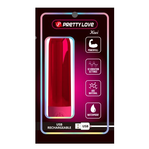 Премиум безжичен метално виброяйце куршум с USB зареждане Pretty Love Kiwi– 10 см