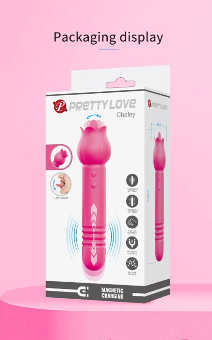 Двустранен силиконов вибратор с облизващ език и пулсиращо потупване PRETTY LOVE CHALEY 