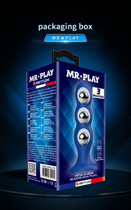 Силиконови анални топчета с метално ядро и мощна вакуумна основа MR PLAY