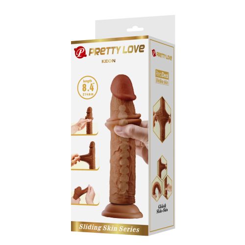 Хиперреалистичен огъващ се дилдо член с подвижна кожа и вакуумна основа PRETTY LOVE KEON – 21 см