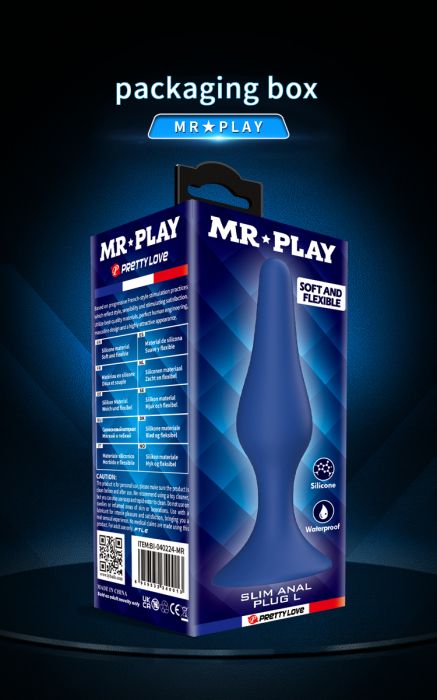 Силиконова анална тапа с конусовиден силует и ергономична основа MR PLAY – 10.5 см
