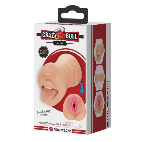 Мъжки двуканален силиконов мастурбатор с релефни тунели CRAZY BULL 14.5 см432гр.