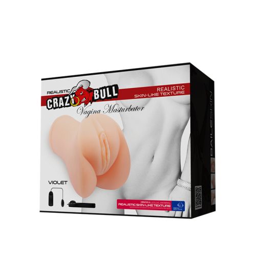 Мъжки силиконов мастурбатор с релефна вагина и подвижен виброкуршум CRAZY BULL–17.5 см