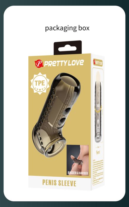 Удължаващ и удебеляващ силиконов ръкав за пенис с релефна текстура PRETTY LOVE