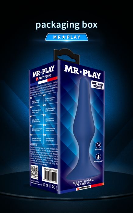 Анатомична силиконова анална тапа с конусовиден силует MR PLAY SLIM – 15.4 см