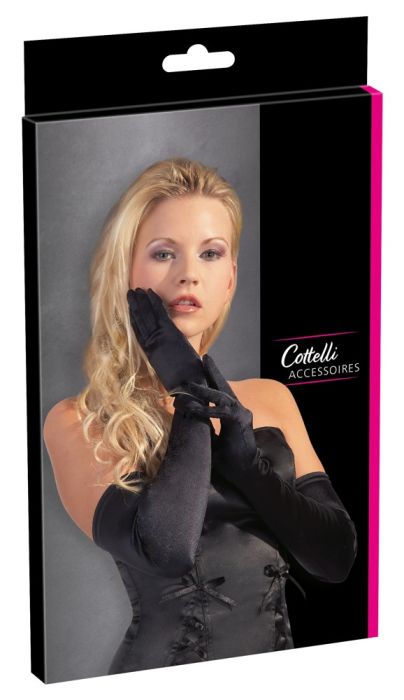 Дълги черни сатенени ръкавици над лакътя Cottelli ACCESSOIRES
