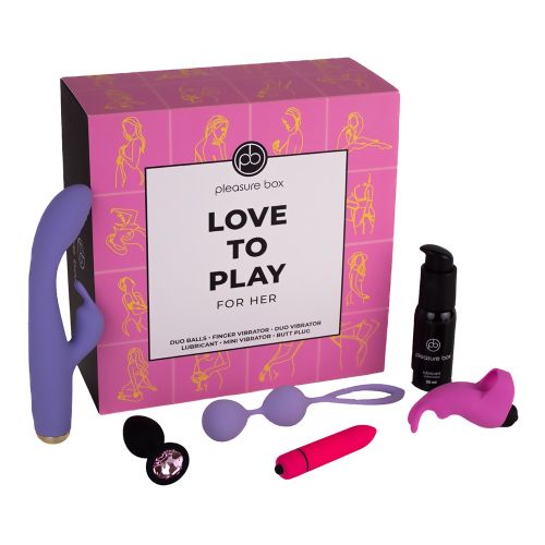 Луксозен еротичен подаръчен комплект с разнообразни секс играчки Love To Play For Her (9 части)