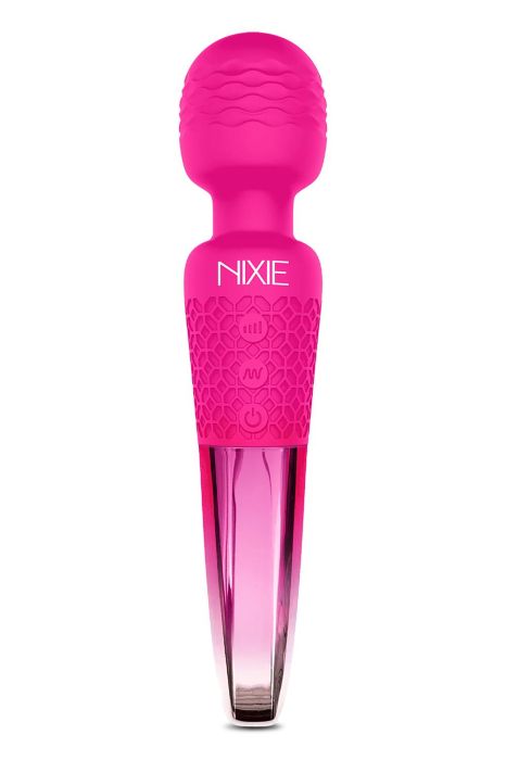 NIXIE  RECHARGEABLE WAND MASSAGER, PINK OMBRE METALLIC