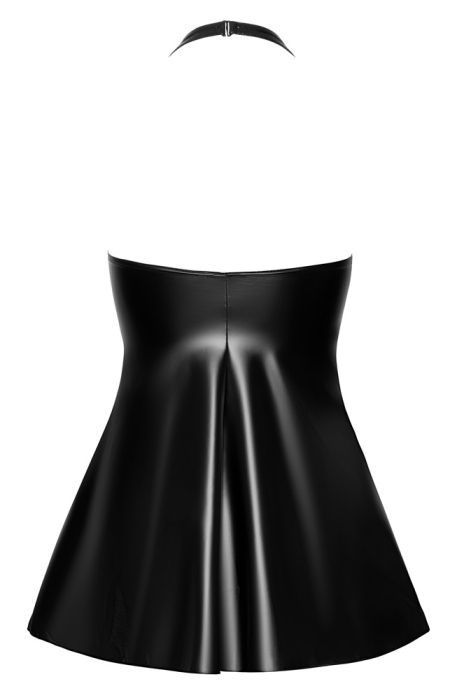 Къса рокля от Noir изработена от лъскава матова материя с десен на змийска кожа Size;S