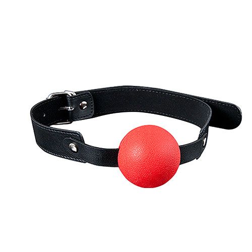 Червена топка за уста диаметър,4,1см.Силикон.Черна каишка.